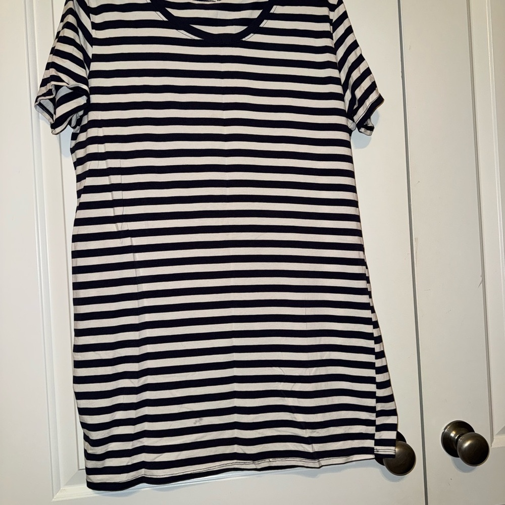 Classic Navy and White Striped Women's T-shirt Dress